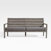 Regatta Grey Wash Teak Wood Outdoor Sofa with Graphite Sunbrella ® Cushion