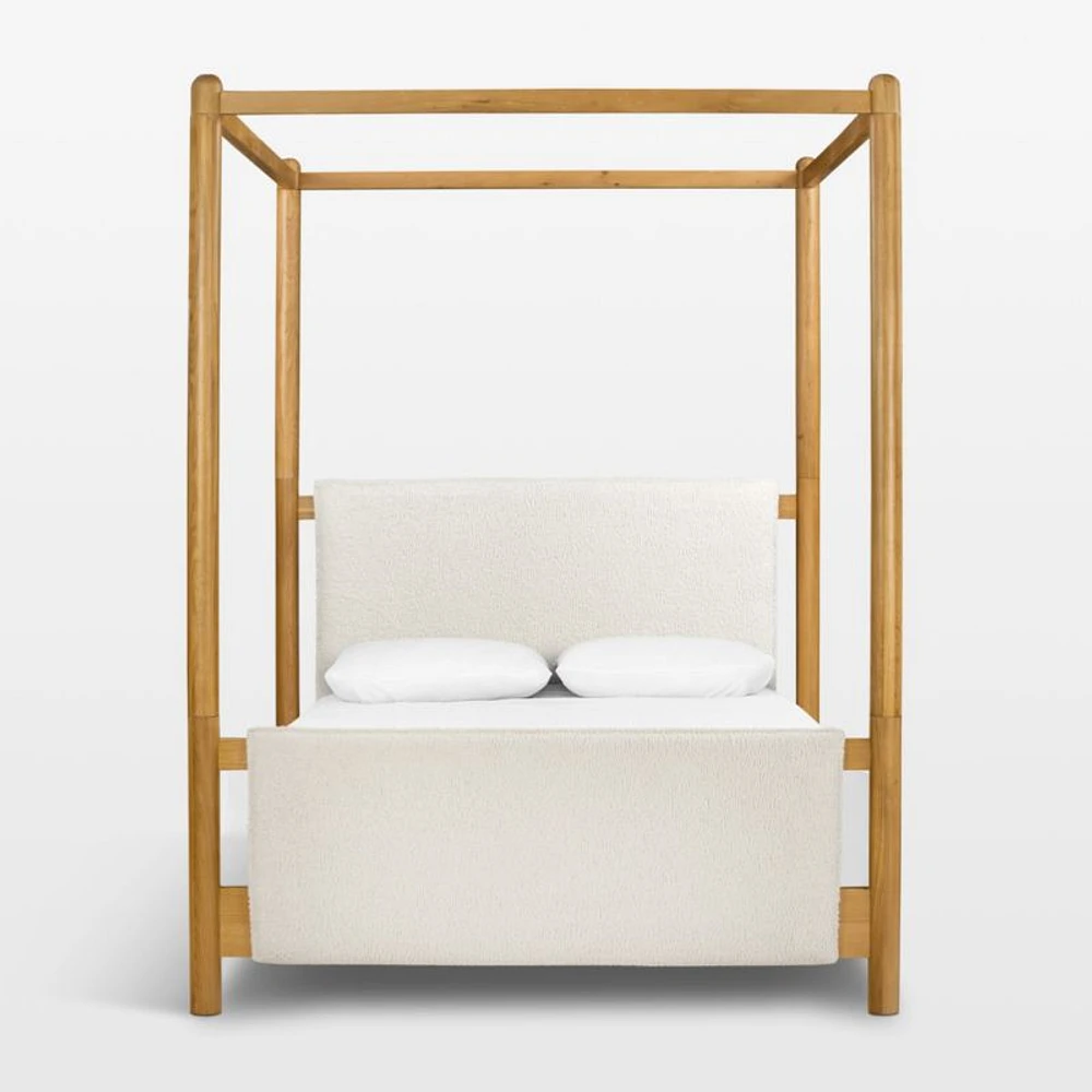 Reina Light Oak Wood Canopy King Bed