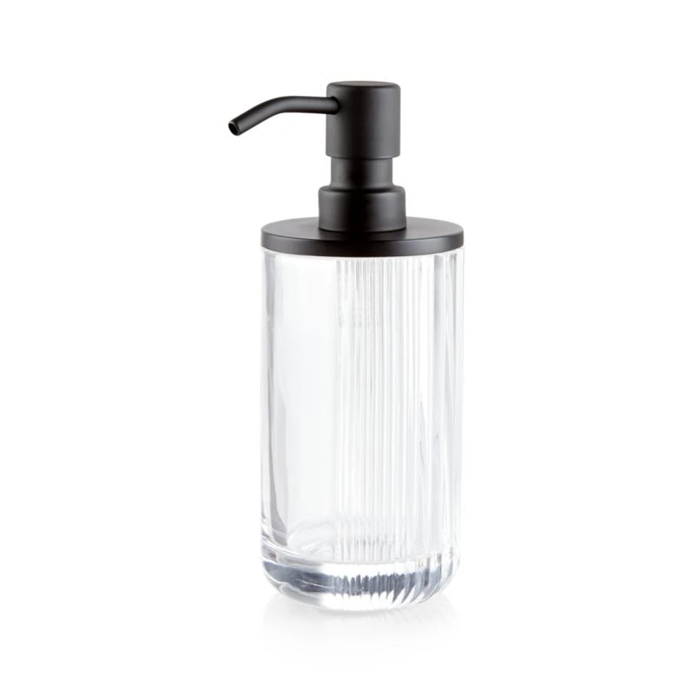 Ribbed Black Glass Soap Pump