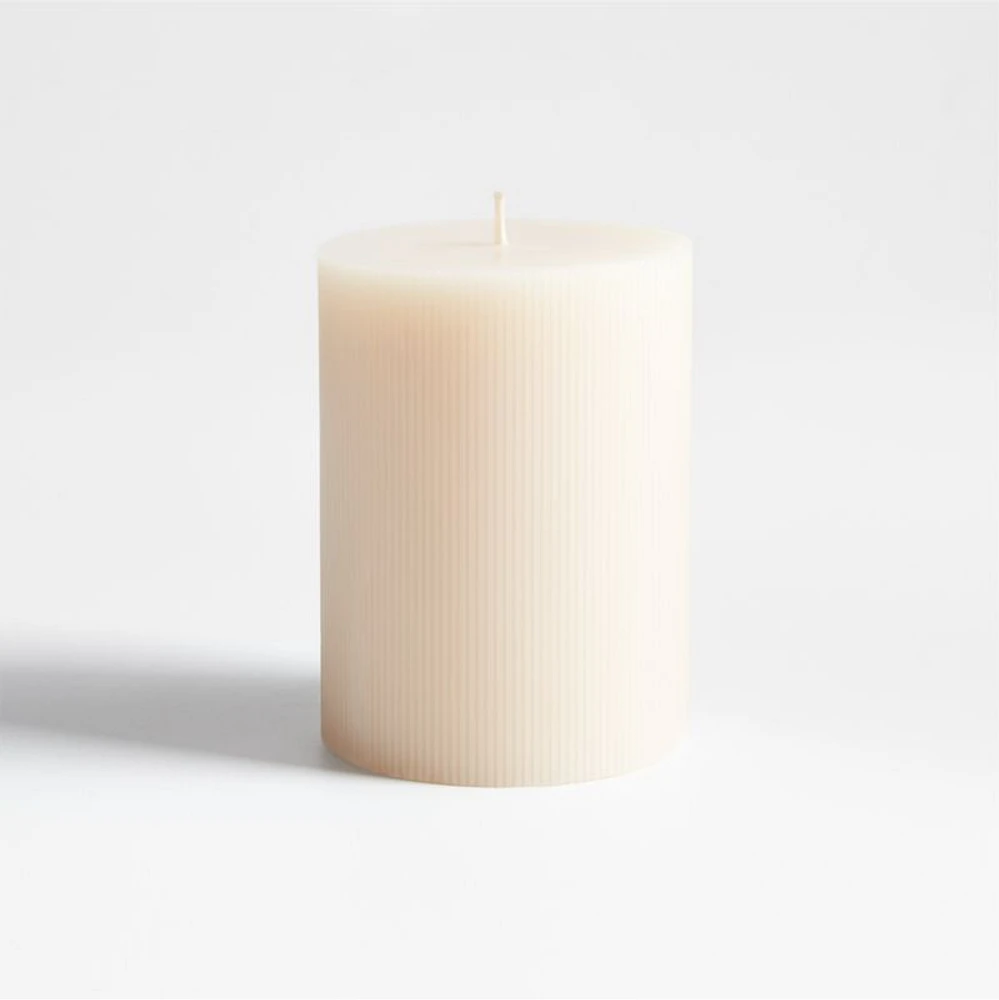 3"x4" Ribbed Linen Pillar Candle