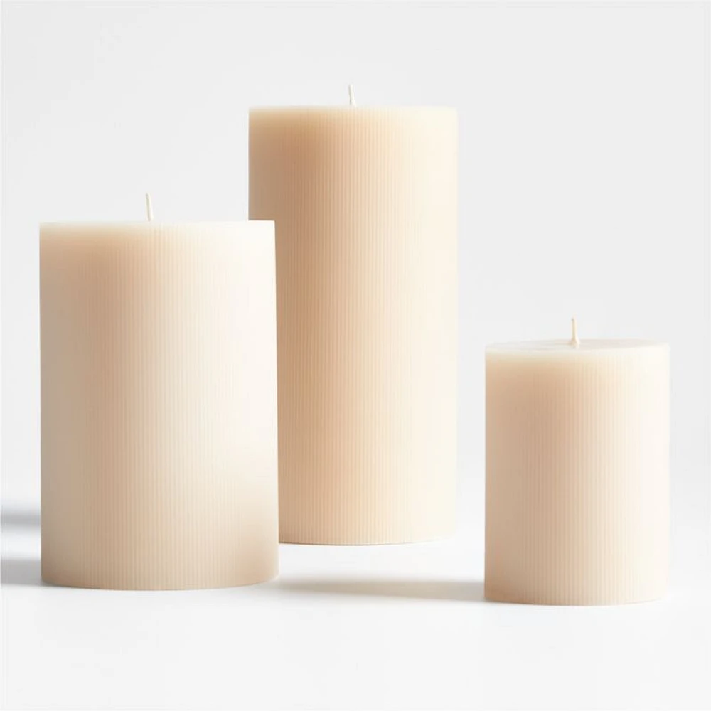 3"x4" Ribbed Linen Pillar Candle