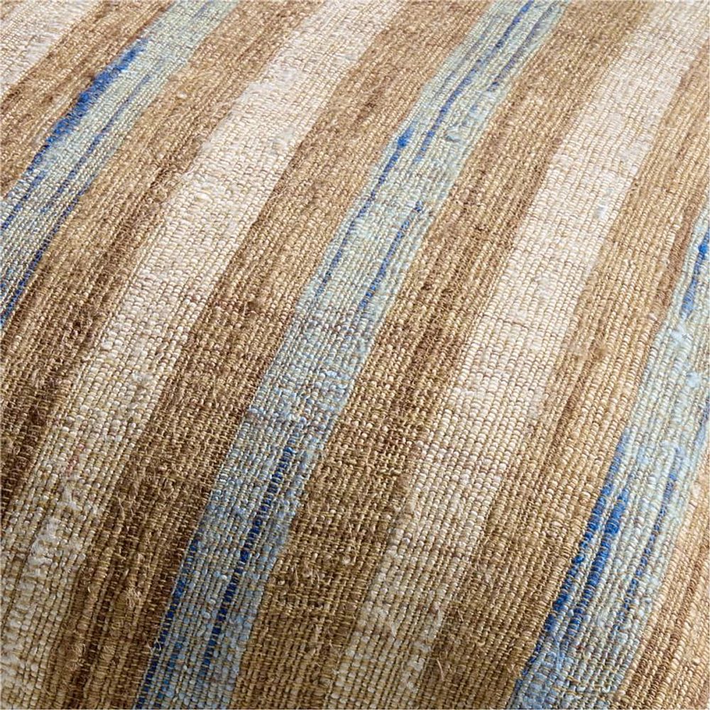 Riviera Stripe 23x23 Pale Blue Throw Pillow with Feather Insert
