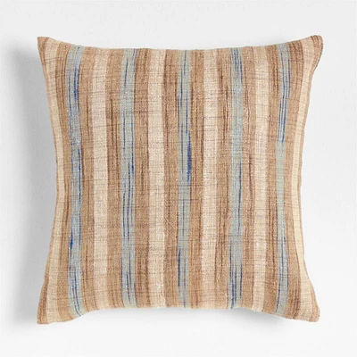 Riviera Stripe 23x23 Pale Blue Throw Pillow with Feather Insert