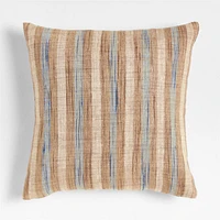 Riviera Stripe 23x23 Pale Blue Throw Pillow with Feather Insert