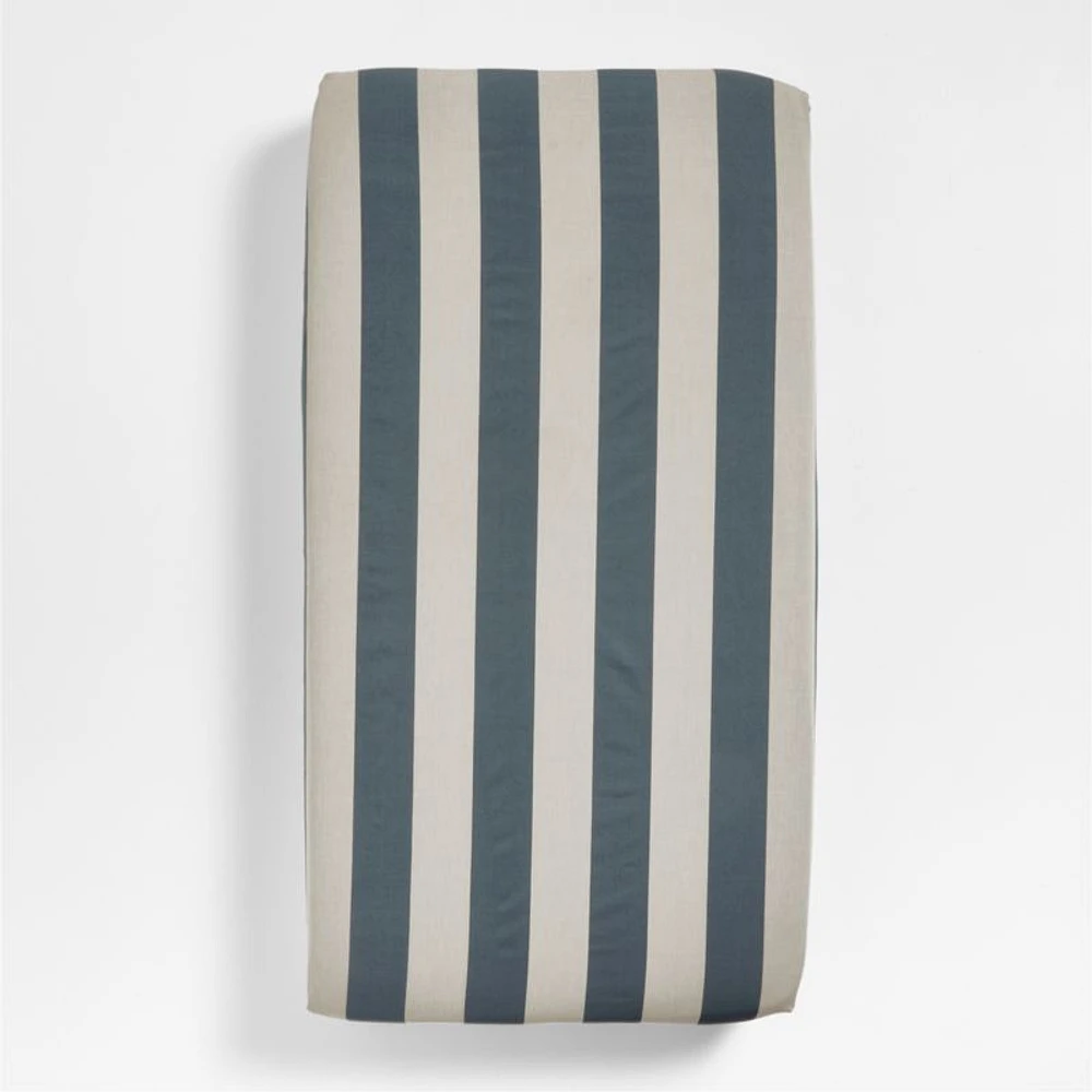 Riviera Slate Blue and Oatmeal Stripe Organic Cotton Baby Crib Fitted Sheet