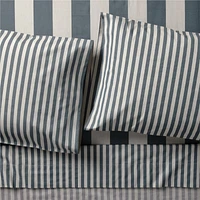 Riviera Slate Blue and Oatmeal Stripe Organic Cotton Kids Twin Sheet Set