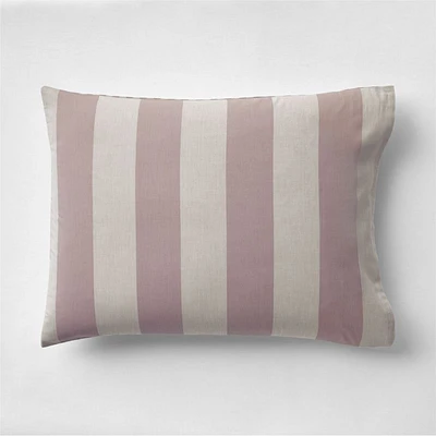 Riviera Plum Rose and Oatmeal Reversible Stripe Organic Cotton Kids Pillow Sham