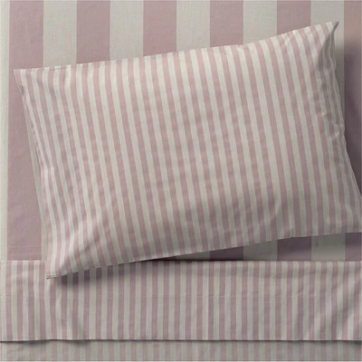 Riviera Plum Rose and Oatmeal Stripe Organic Cotton Kids Twin Sheet Set