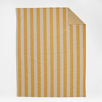 Riviera Savannah Yellow and Oatmeal Reversible Stripe Organic Cotton Kids Twin Duvet Cover