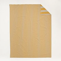 Riviera Savannah Yellow and Oatmeal Reversible Stripe Organic Cotton Kids Twin Duvet Cover