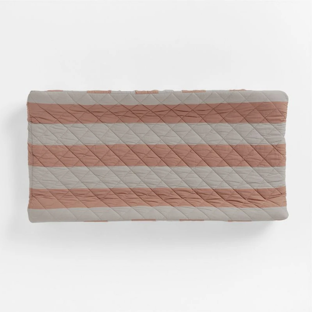 Riviera Terracotta Pink and Oatmeal Stripe Organic Cotton Baby Changing Pad Cover