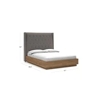 Ronin Queen Headboard with Batten Plinth-Base Bed Felt Grey