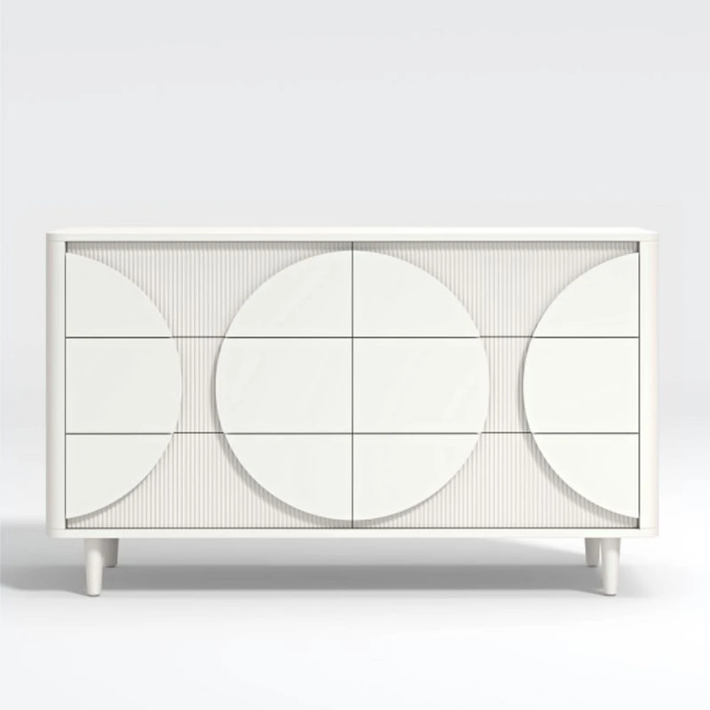 Roselle White Wood Wide 6-Drawer Dresser