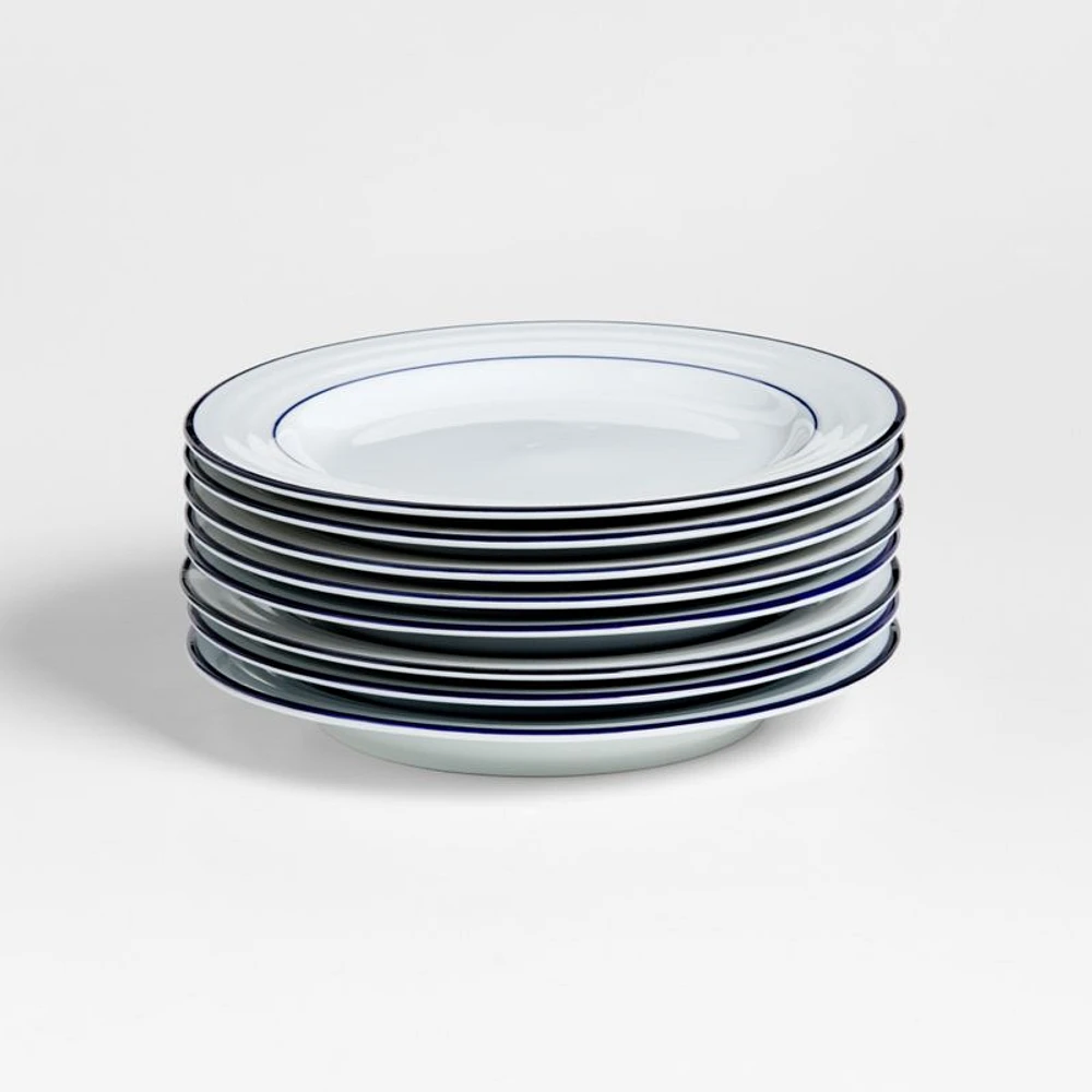 Roulette Blue Band Salad Plates, Set of 8