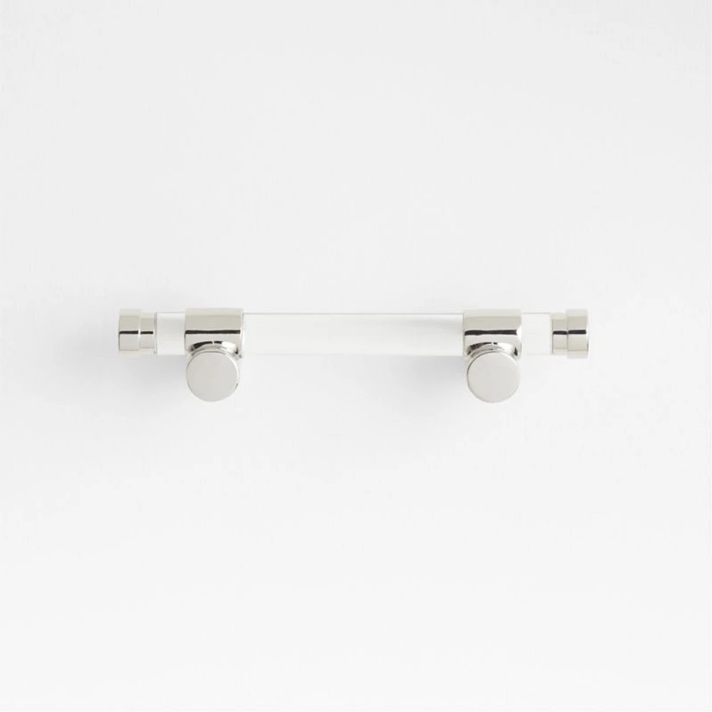 Round Acrylic Chrome Silver Cabinet Drawer Bar Pull 3"