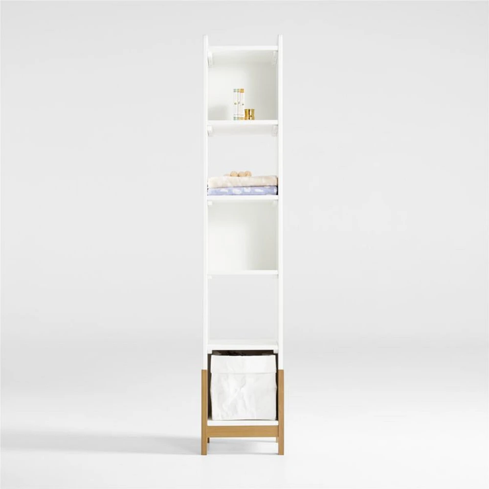 Rue White Wood 5-Shelf Narrow Bookcase