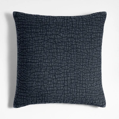 Ruched Jacquard Organic Cotton 20x20 Midnight Navy Throw Pillow Cover