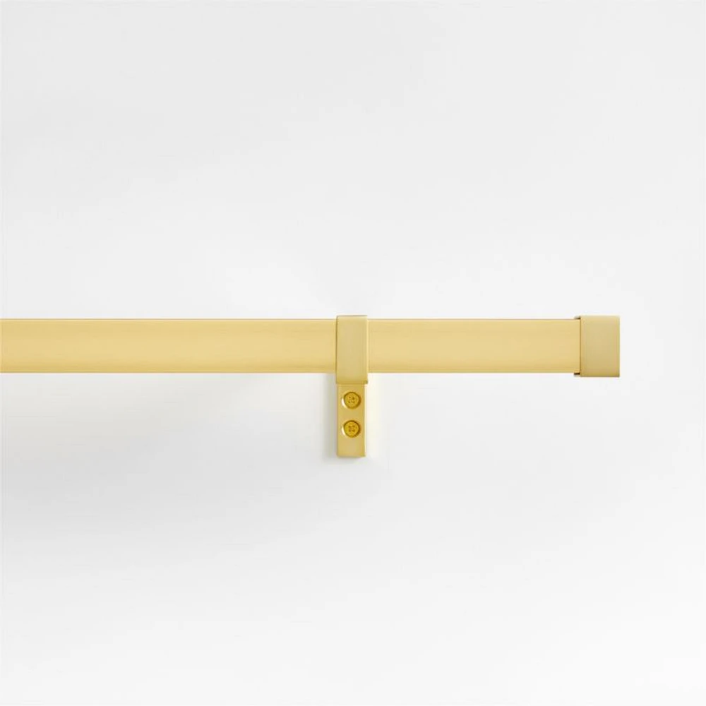 Brass 1" Square Curtain Rod and End Cap Finials Set 28"-48"