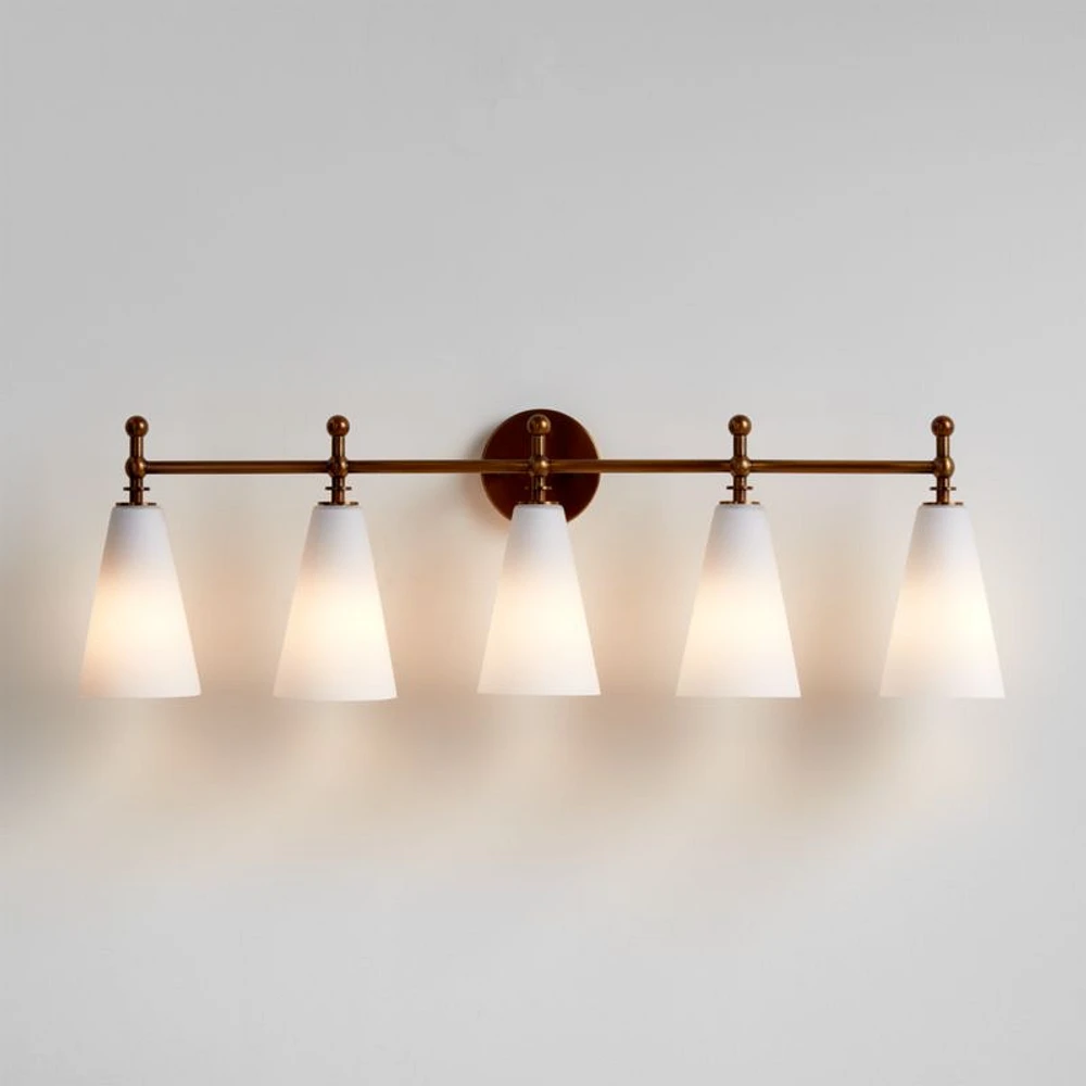 Saintes 5-Light Brass and Glass Wall Sconce Light