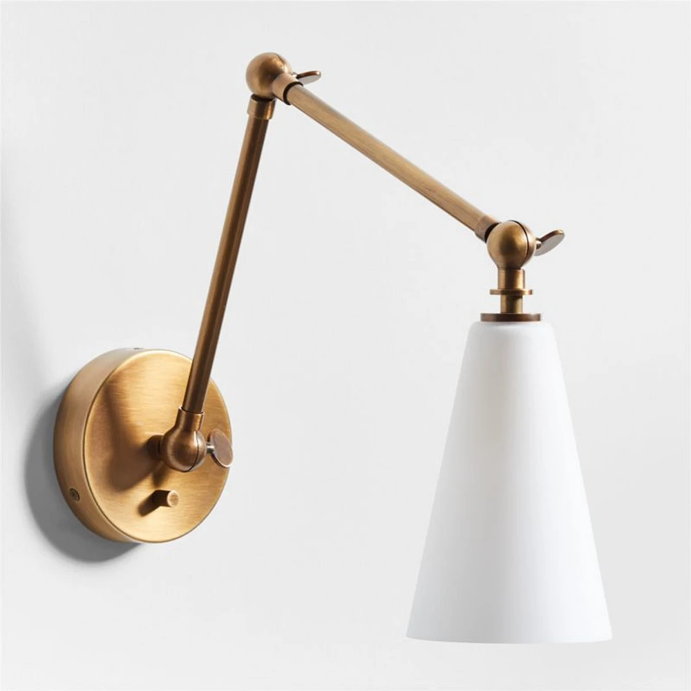 Saintes Articulating Glass and Metal Wall Sconce Light