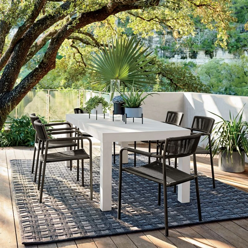 Morocco Graphite Stackable Outdoor Dining Chair with Arms