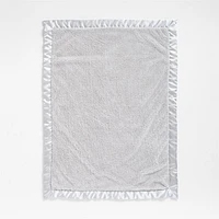 Dove Grey Satin Trim Plush Baby Stroller Blanket