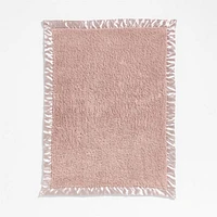 Satin Trim Rosy Lilac Plush Baby Stroller Blanket