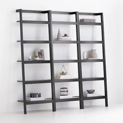Sawyer Black Leaning 24.5'' Bookcases, Set of 3