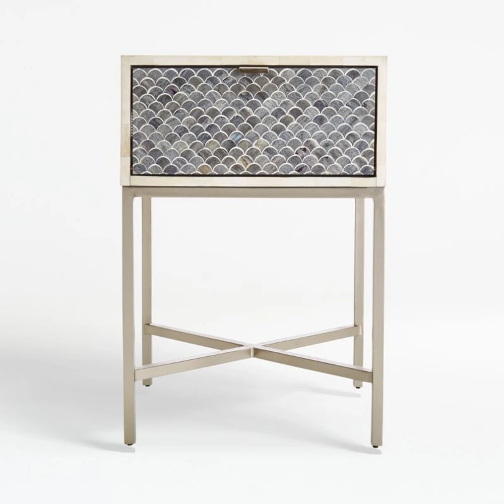 Scallop Grey Bone Inlay Nightstand