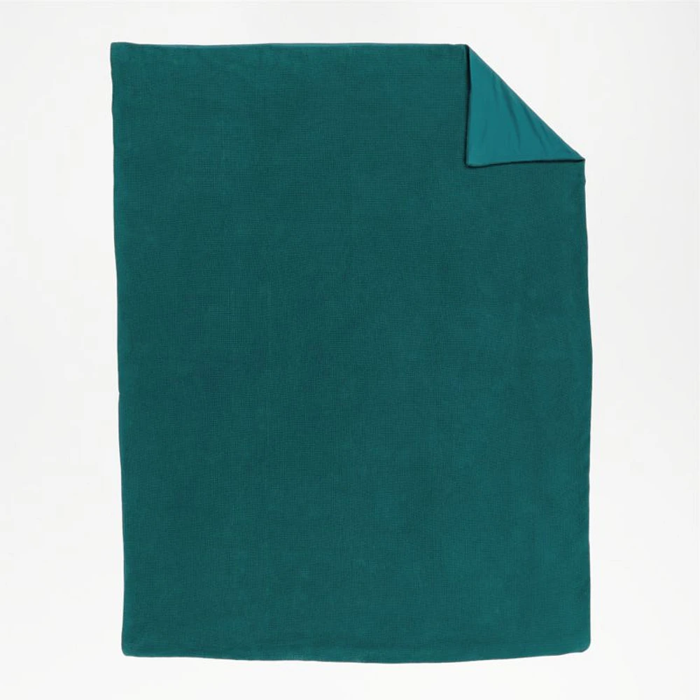 Scoop Teal Waffle Weave Organic Cotton Kids Twin Duvet Cover
