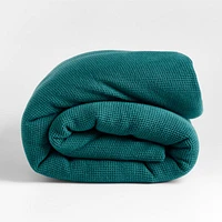 Scoop Teal Waffle Weave Organic Cotton Kids Twin Duvet Cover