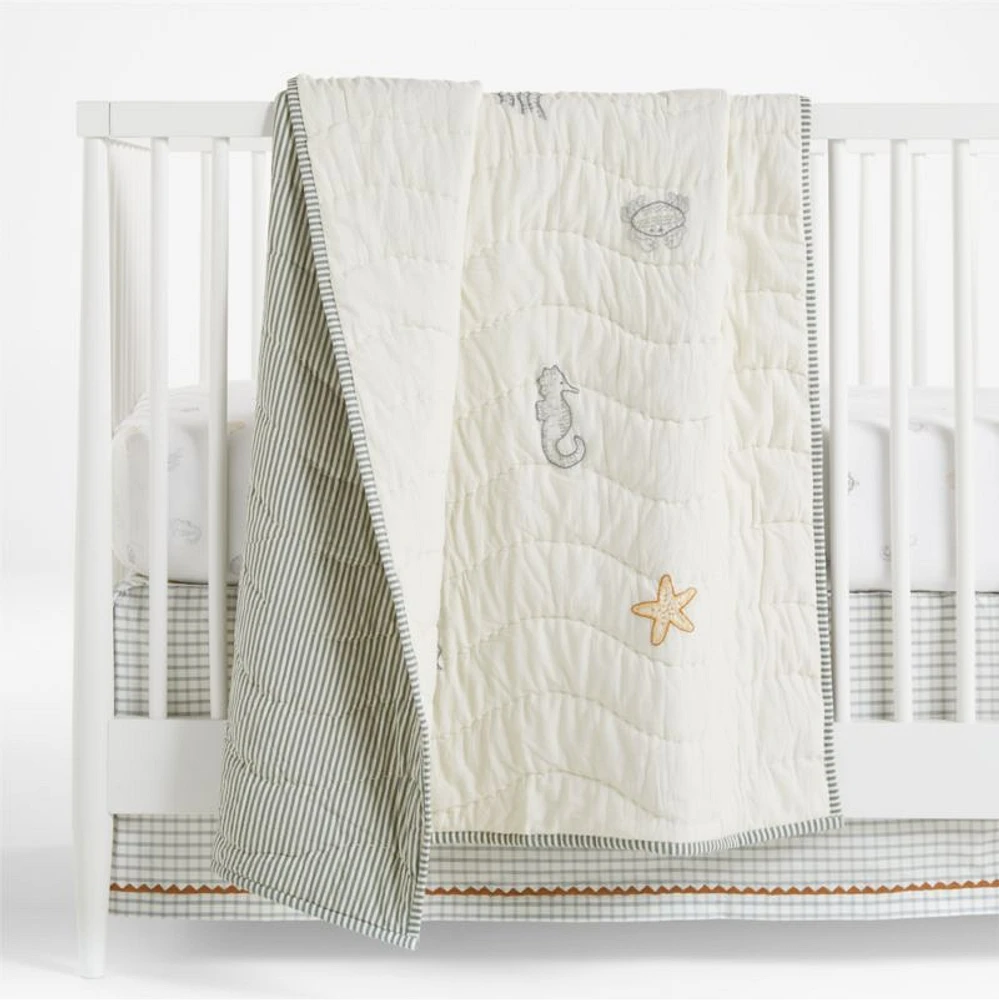 Sea Dreams Organic Cotton Baby Crib Quilt