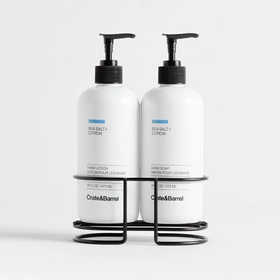 Sea Salt + Citron Hand Soap and Lotion Set with Matte Black Caddy