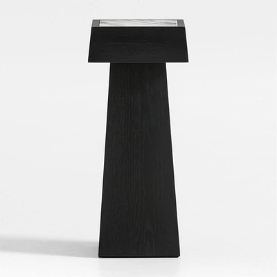 Seriana Charcoal Oak Wood and Marble Square Pedestal End Table