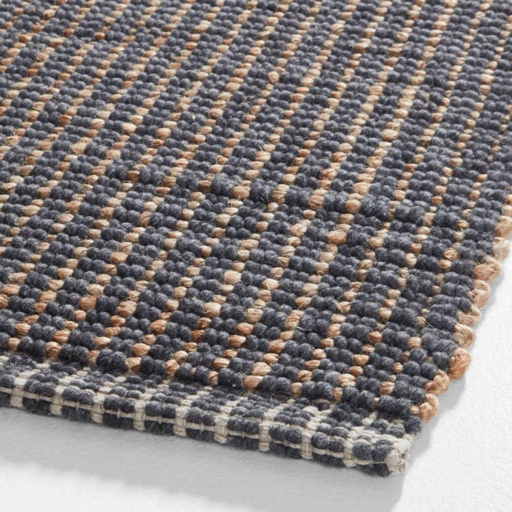 Seville Jute/Wool Blend Striped Black Area Rug 9'x12'