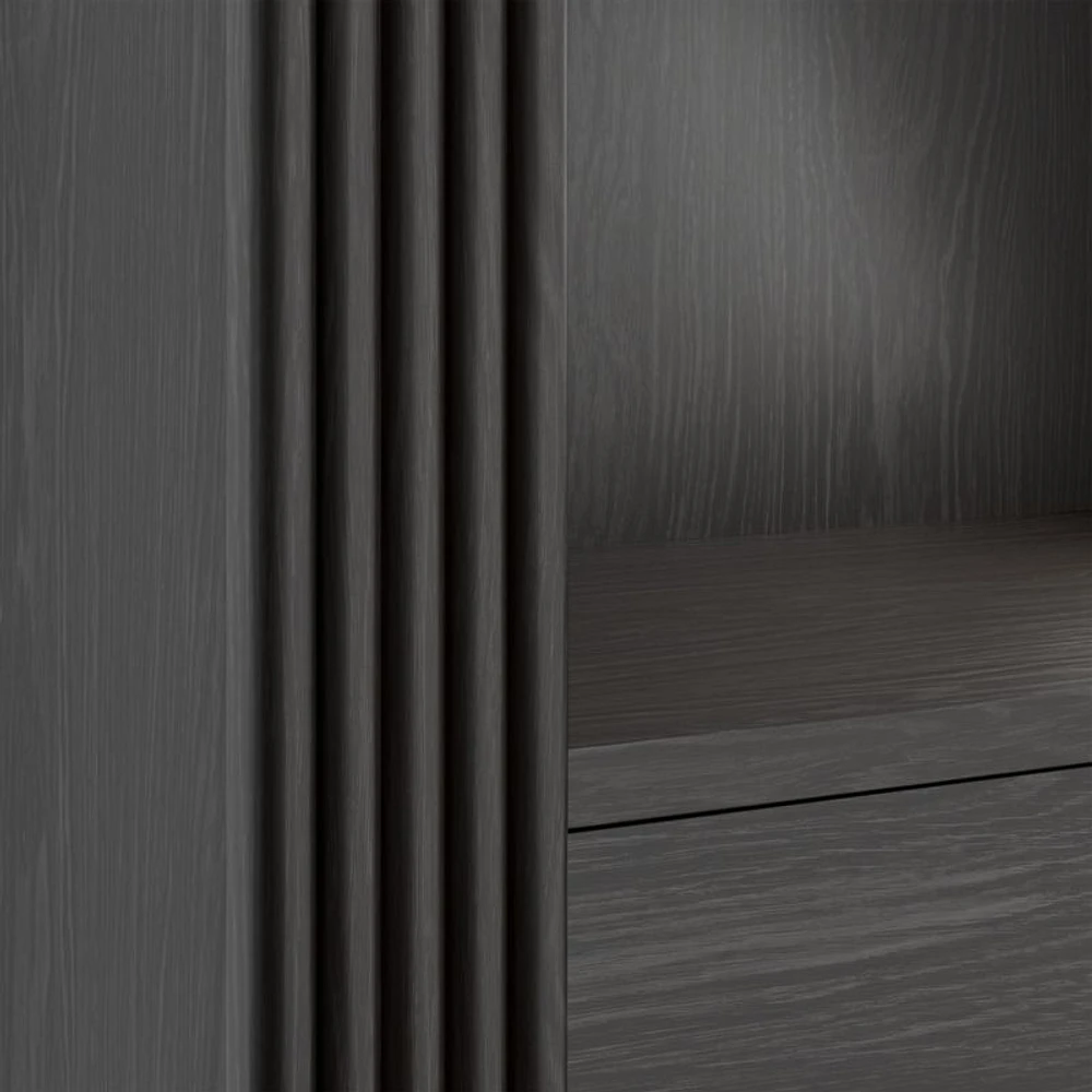 Siena 68" Black Wood 4-Shelf Storage Bookcase with Drawer, Set of 2