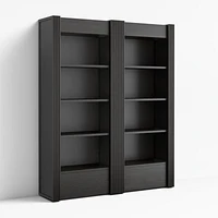 Siena 68" Black Wood 4-Shelf Storage Bookcase with Drawer, Set of 2