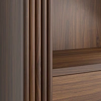 Siena 34" Walnut Wood 4-Shelf Storage Bookcase with Drawer