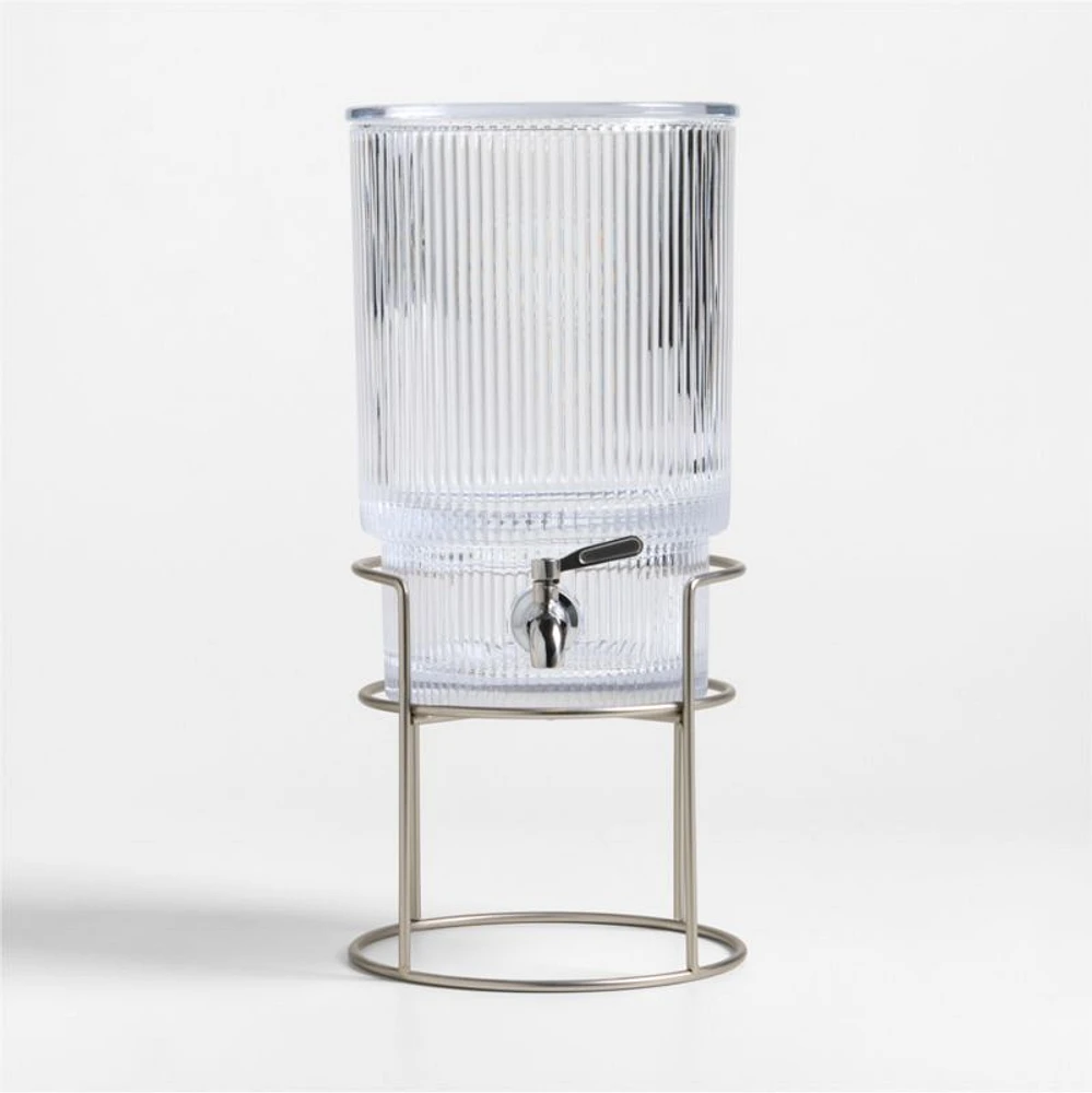 Atwell 1.7-Gallon Ribbed Glass Drink Dispenser with Silver Stand