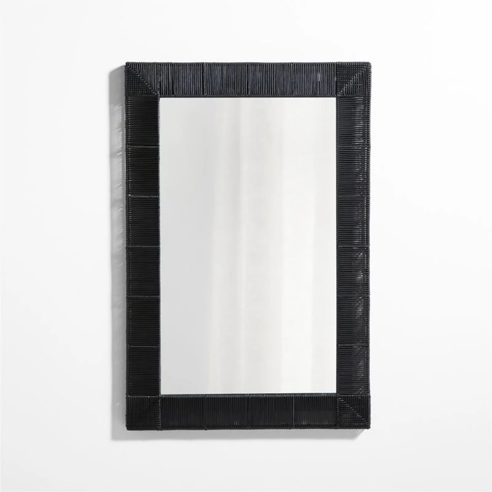 Simi Black Rattan Wall Mirror 30"x46"