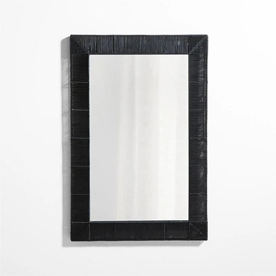 Simi Black Rattan Wall Mirror 30"x46"