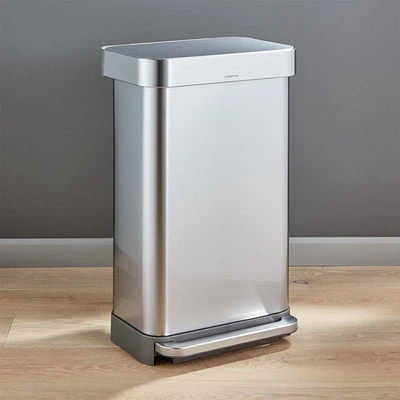 Simplehuman 45 Liter Rectangular Kitchen Trash Can with Liner Pocket, Stainless Steel