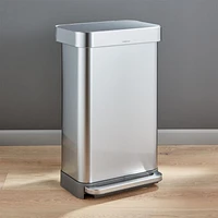 Simplehuman 45 Liter Rectangular Kitchen Trash Can with Liner Pocket, Stainless Steel