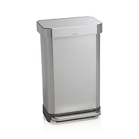 Simplehuman 45 Liter Rectangular Kitchen Trash Can with Liner Pocket, Stainless Steel