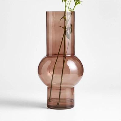 Cleone Smoke Brown Glass Squat Vase 17.3"