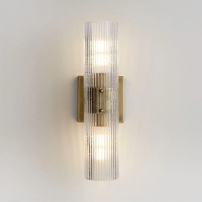Soleil Fluted Glass 2-Light Wall Sconce Set of 2