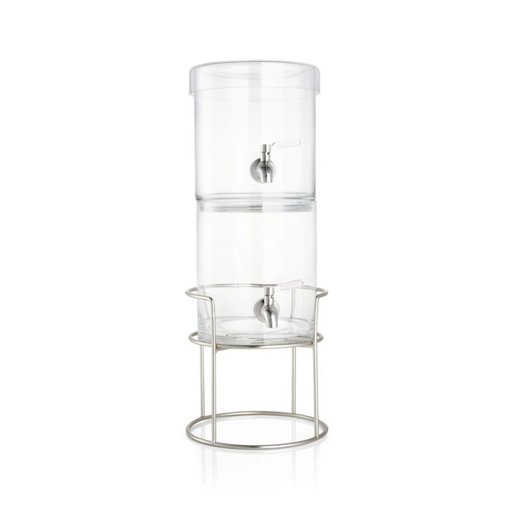 Stacking 2-Gallon Glass Cold Drink Dispenser with Silver Stand