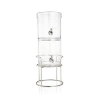 Stacking 2-Gallon Glass Cold Drink Dispenser with Silver Stand