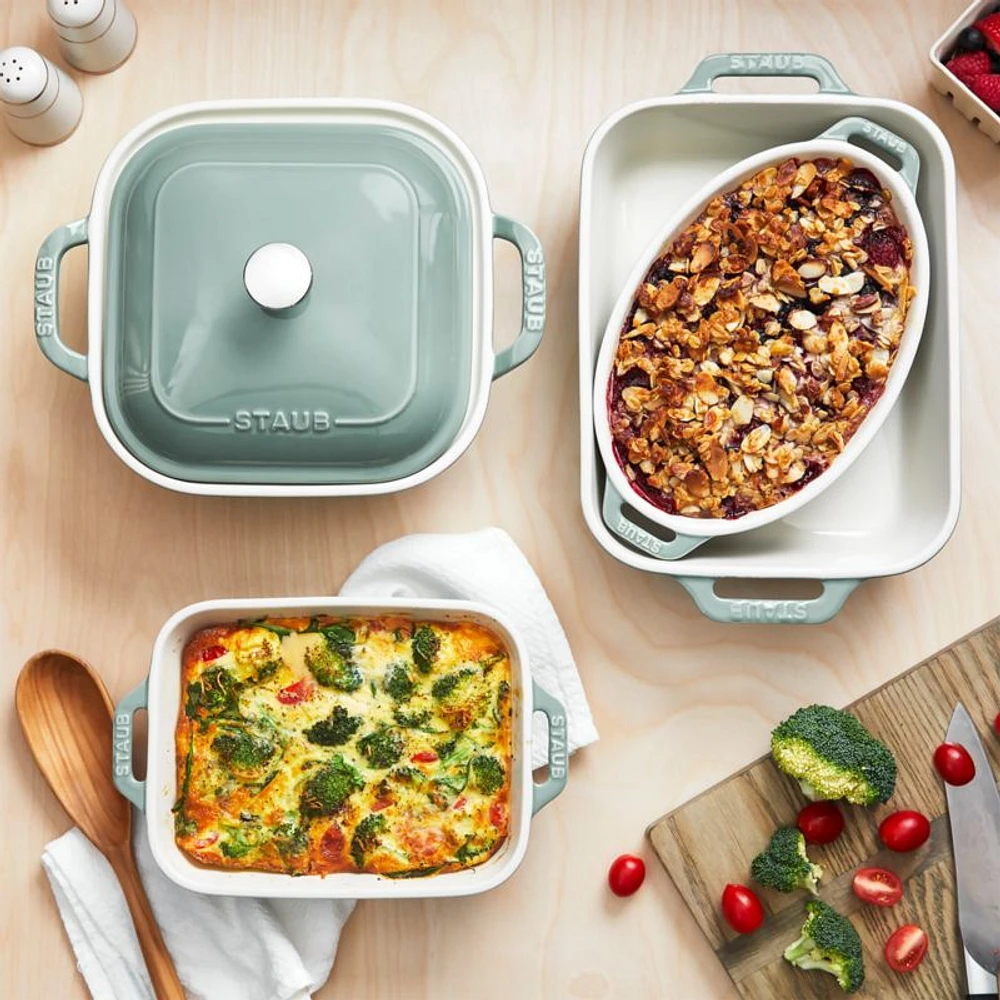 Staub ® -Piece Eucalyptus Green Ceramic Baking Dish Set
