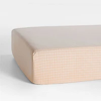 Stax Mini Grid Elegant Pink Yarn-Dyed Organic Cotton Baby Crib Fitted Sheet